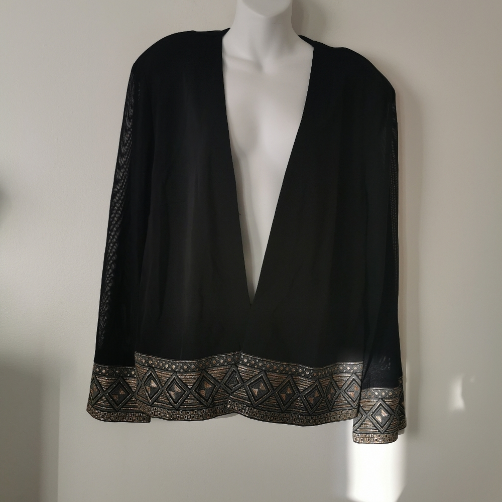 Vintage Joseph ribkoff s20 black sheer sleeve cardigan